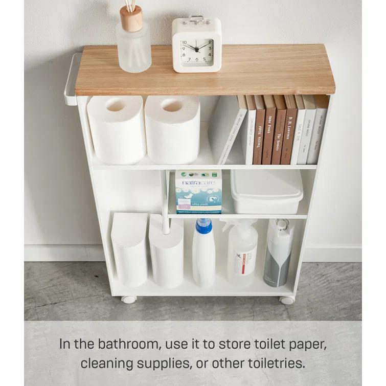Yamazaki White Rolling Bathroom Cart