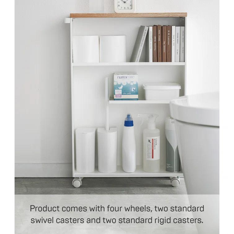 Yamazaki White Rolling Bathroom Cart
