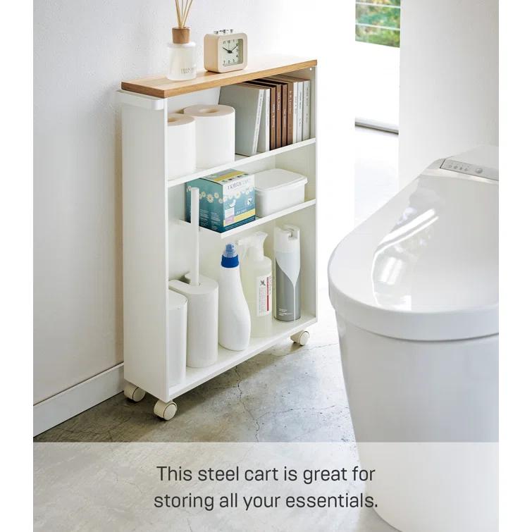 Yamazaki White Rolling Bathroom Cart