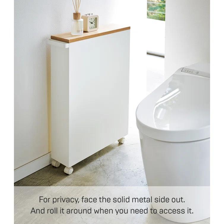 Yamazaki White Rolling Bathroom Cart