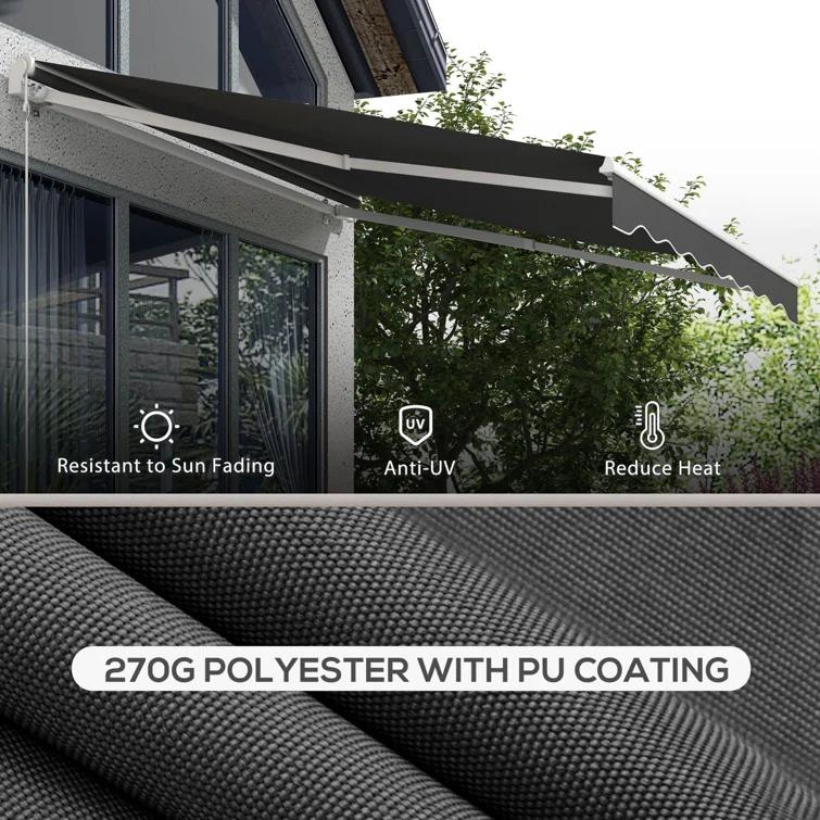 Outsunny 59'' Polyester Cream Cover Motorized Retractable Patio Awning