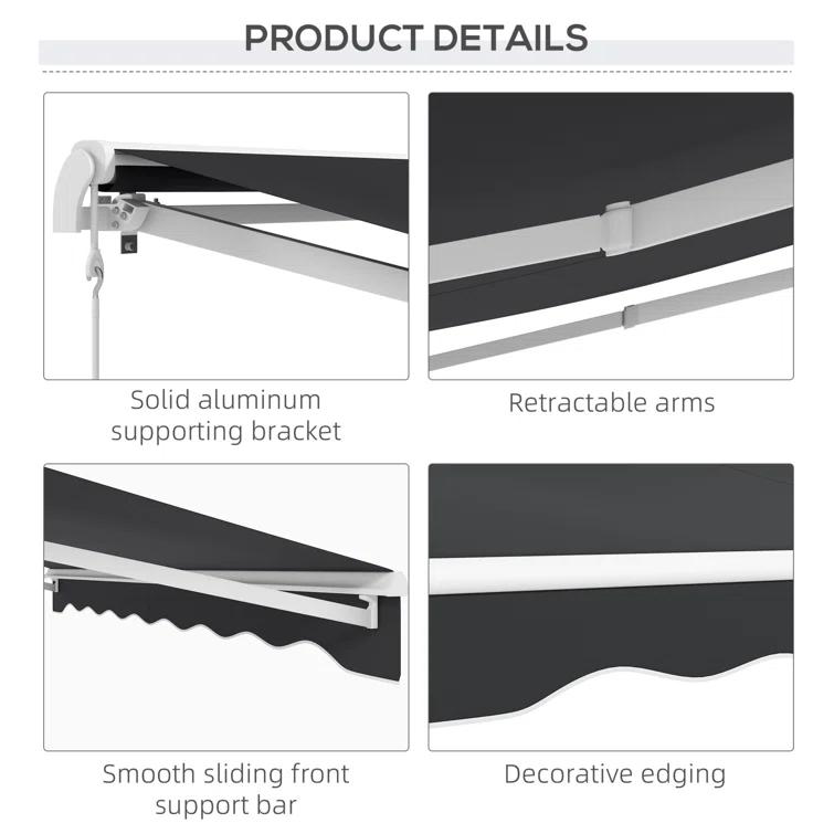 Outsunny 59'' Polyester Cream Cover Motorized Retractable Patio Awning