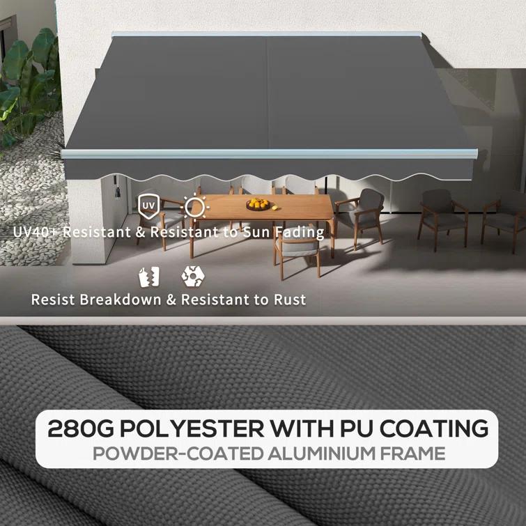 Outsunny Polyester Cover Retractable Patio Awning
