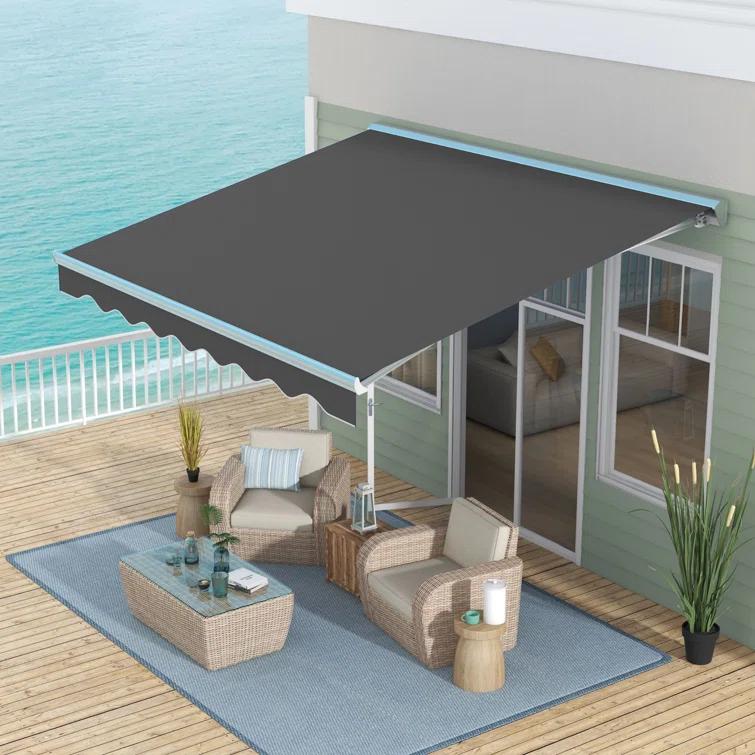 Outsunny Polyester Cover Retractable Patio Awning