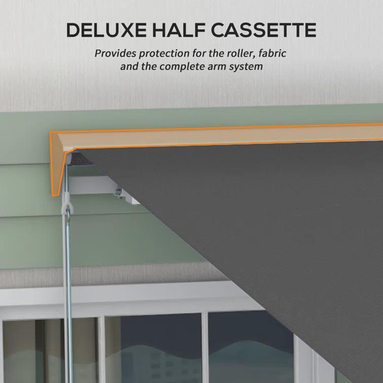 Outsunny Polyester Cover Retractable Patio Awning