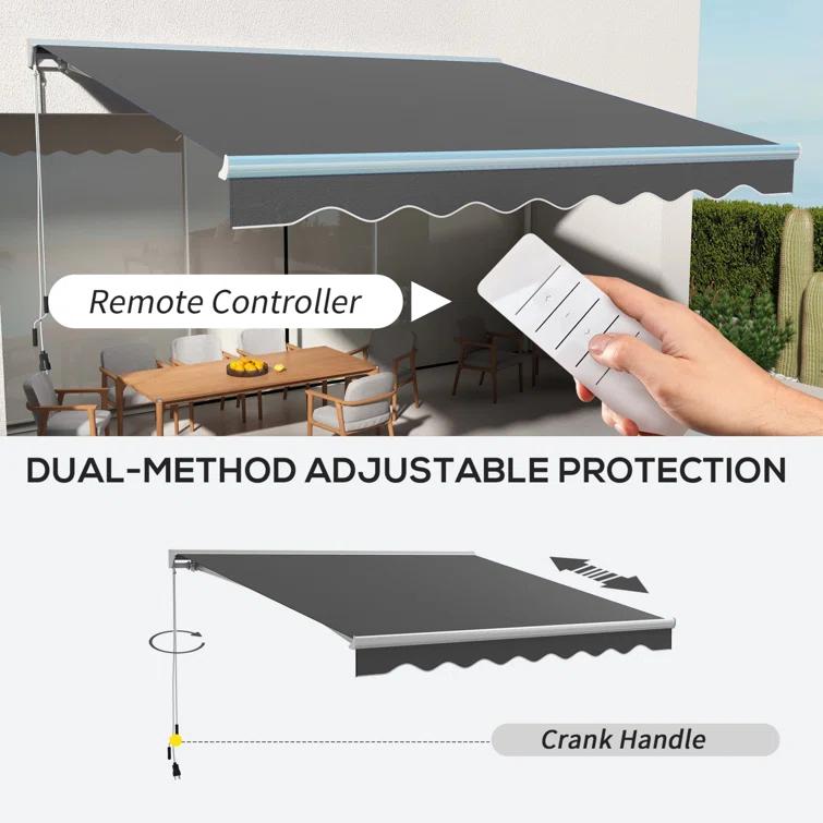 Outsunny Polyester Cover Retractable Patio Awning