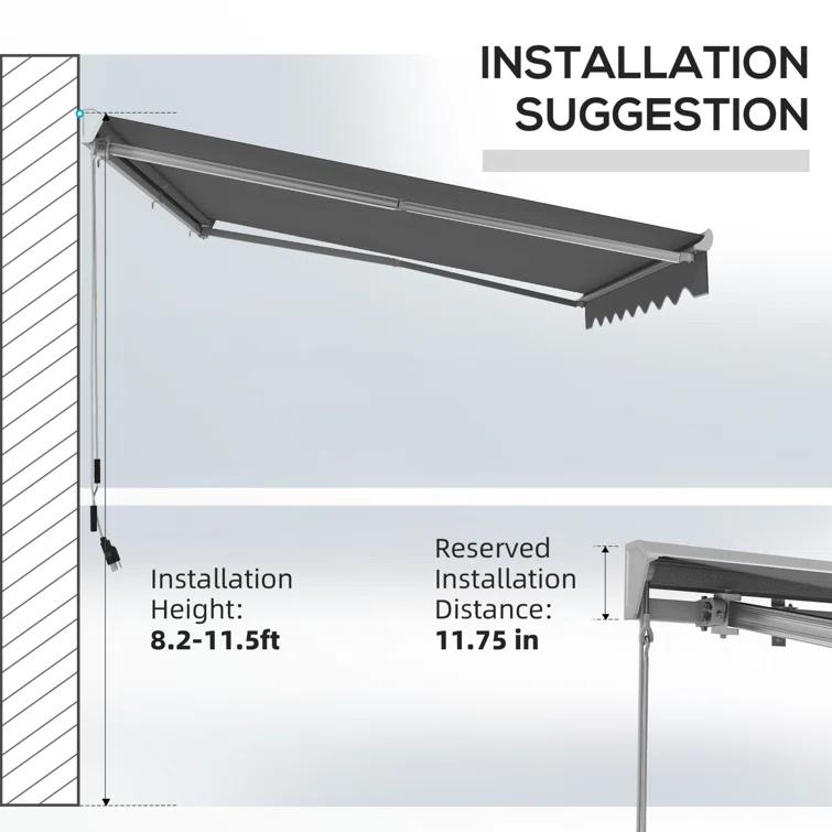 Outsunny Polyester Cover Retractable Patio Awning