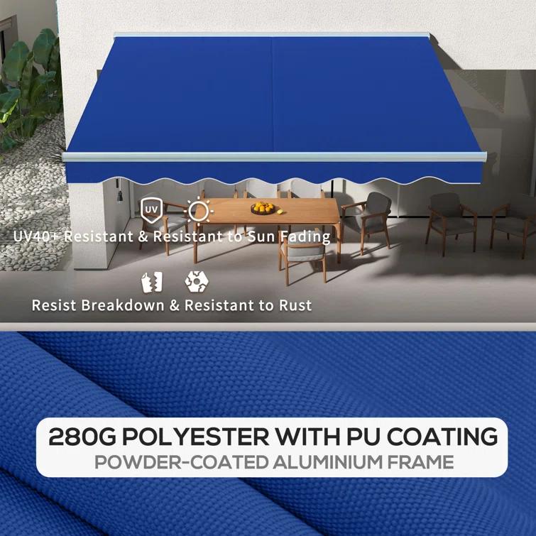 Outsunny Polyester Cover Retractable Patio Awning