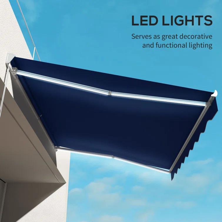 Outsunny Polyester Cover Retractable Patio Awning