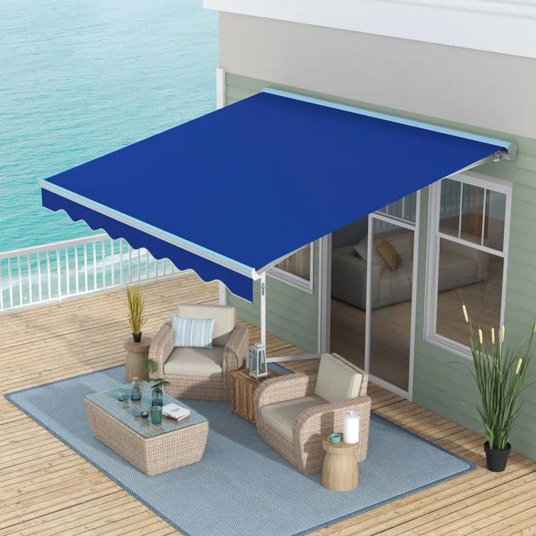Outsunny Polyester Cover Retractable Patio Awning