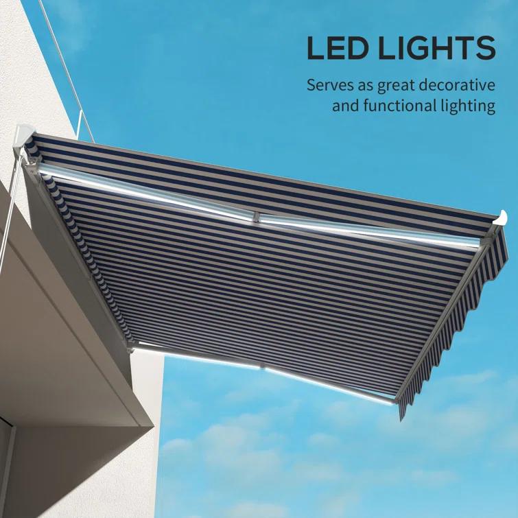Outsunny Polyester Cover Retractable Patio Awning