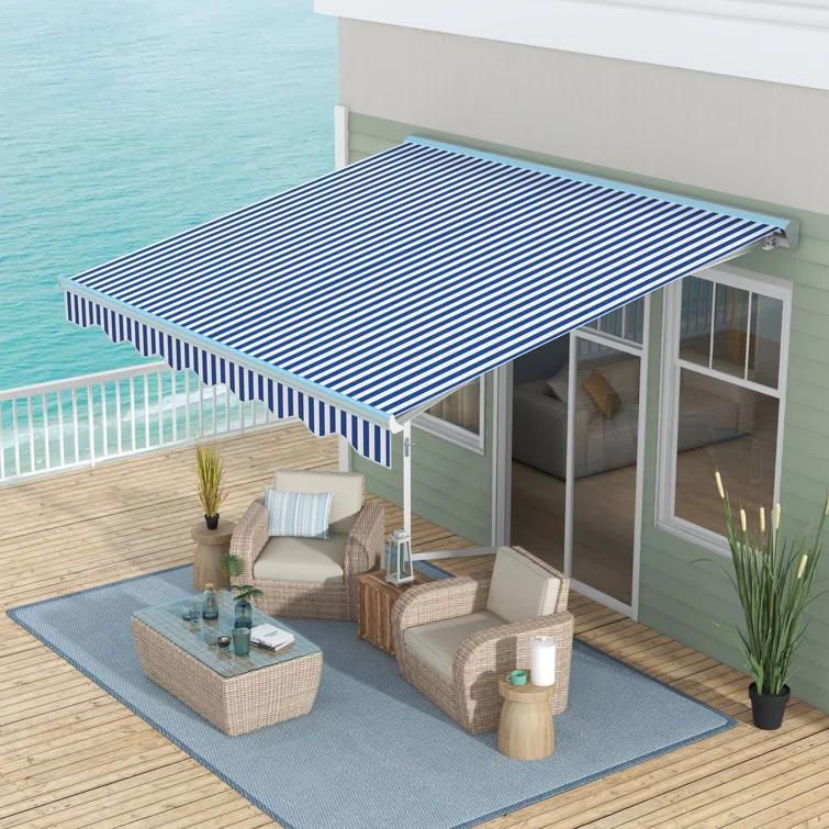 Outsunny Polyester Cover Retractable Patio Awning