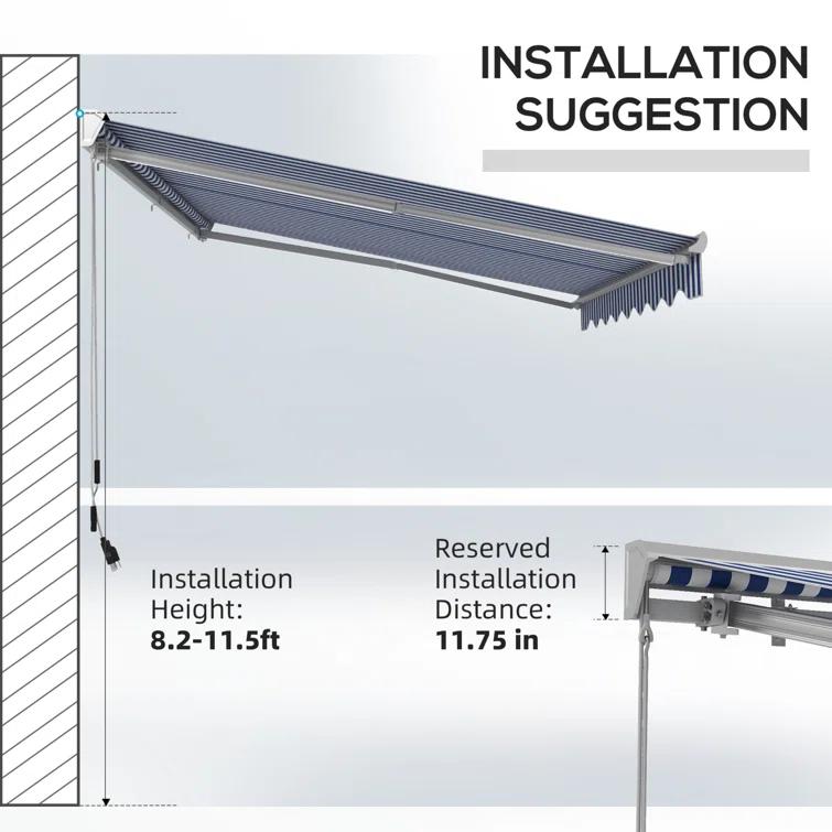 Outsunny Polyester Cover Retractable Patio Awning