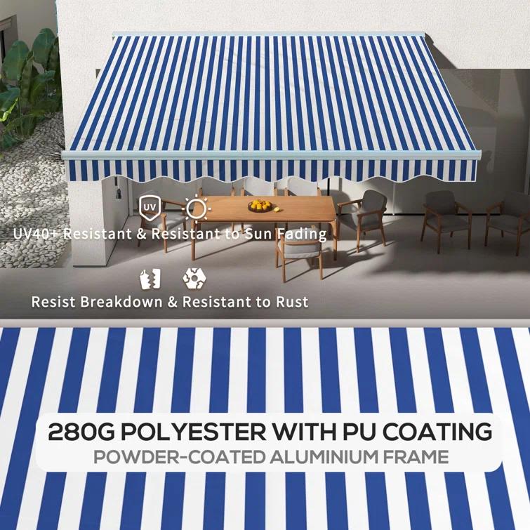 Outsunny Polyester Cover Retractable Patio Awning