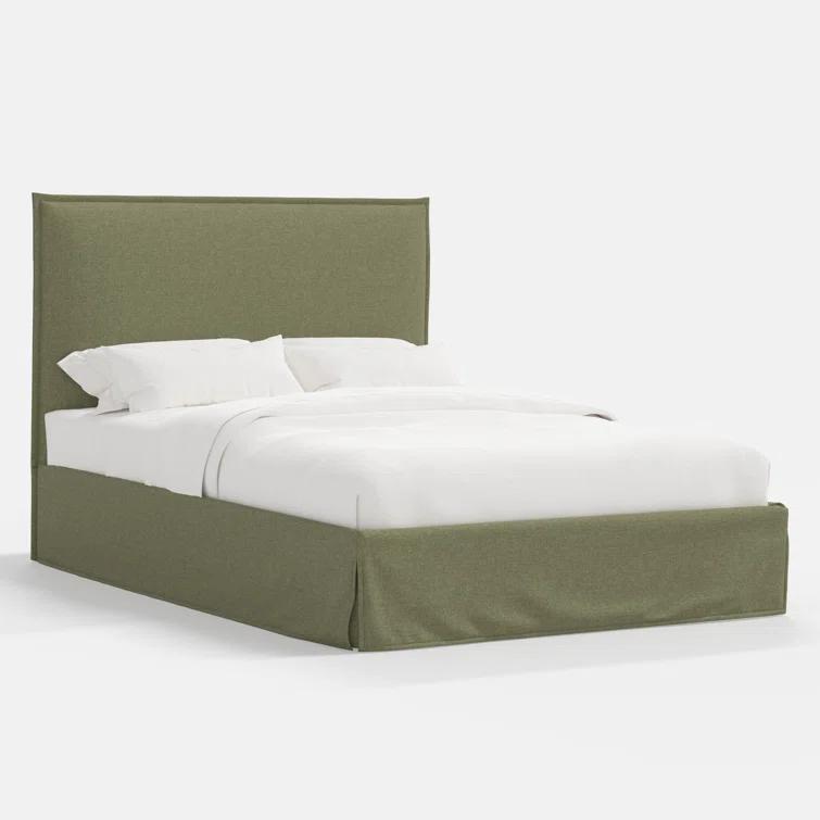 Maura Slipcover Bed - Pine Velvet / Queen