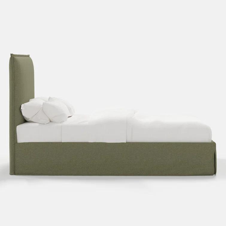 Maura Slipcover Bed - Pine Velvet / Queen