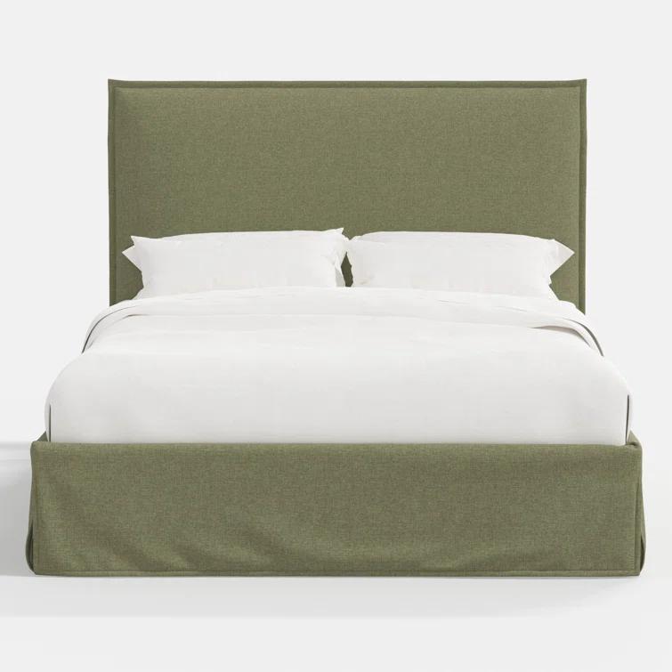 Maura Slipcover Bed - Pine Velvet / Queen