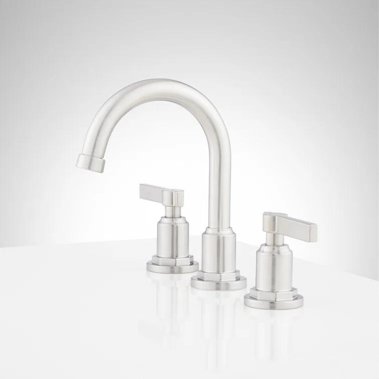Greyfield 1.2 GPM Widespread Bathroom Faucet with Metal Lever Handles and Pop-Up Drain Assembly