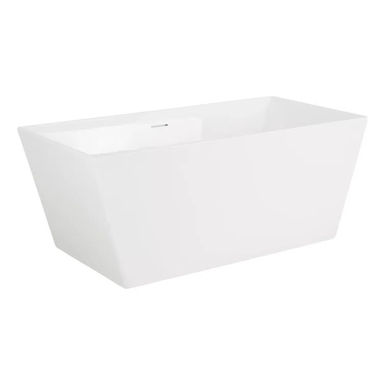 Hibiscus Rectangular Acrylic Soaking Tub with Integrated Drain and Overflow