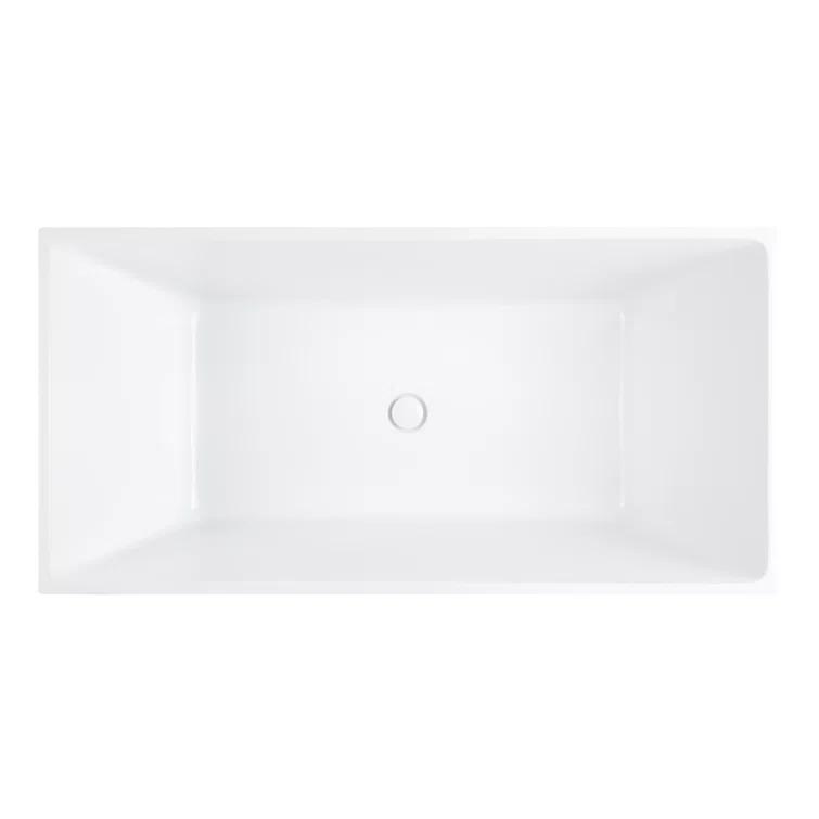 Hibiscus Rectangular Acrylic Soaking Tub with Integrated Drain and Overflow