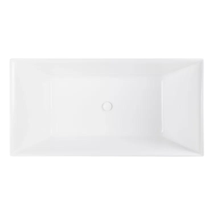 Hibiscus Rectangular Acrylic Soaking Tub with Integrated Drain and Overflow