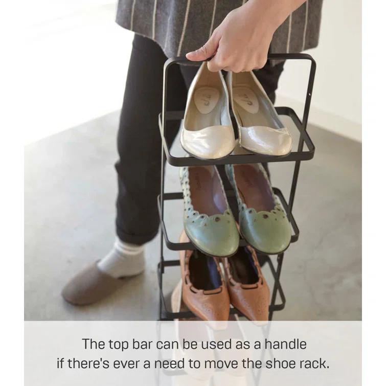 Yamazaki Home Steel Upright 5 Pair Shoe Rack with Handle