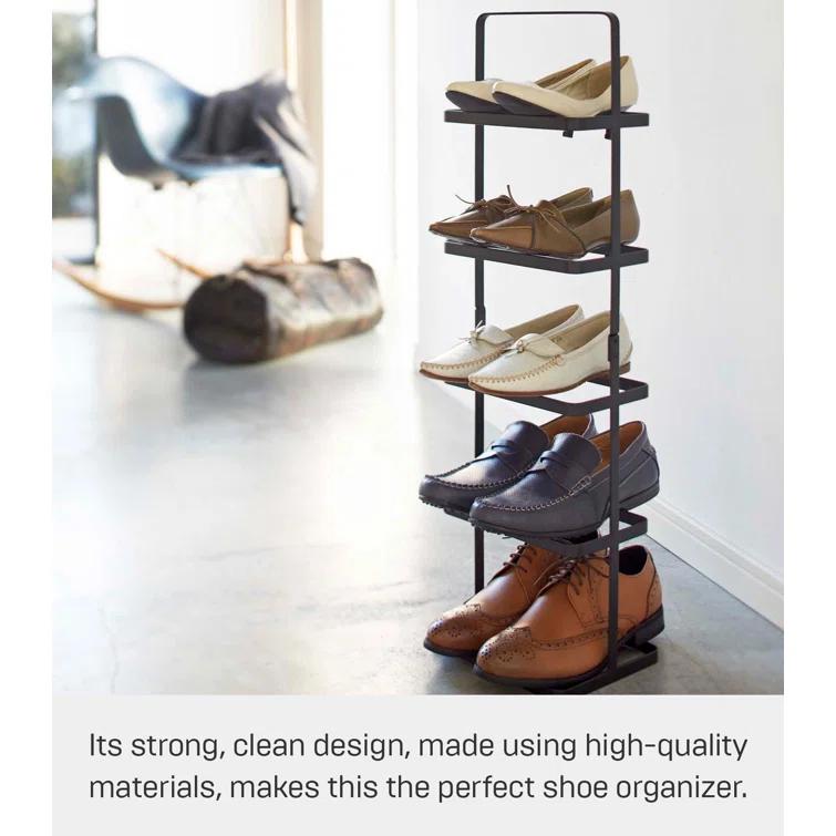 Yamazaki Home Steel Upright 5 Pair Shoe Rack with Handle