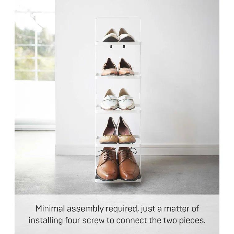 Yamazaki Home Steel Upright 5 Pair Shoe Rack with Handle