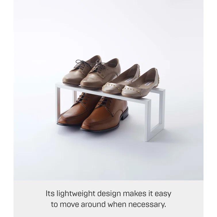 Yamazaki Home Adjustable Shoe Rack, Small, Steel,  Holds 4 to 8 shoes, Expandable, Stackable