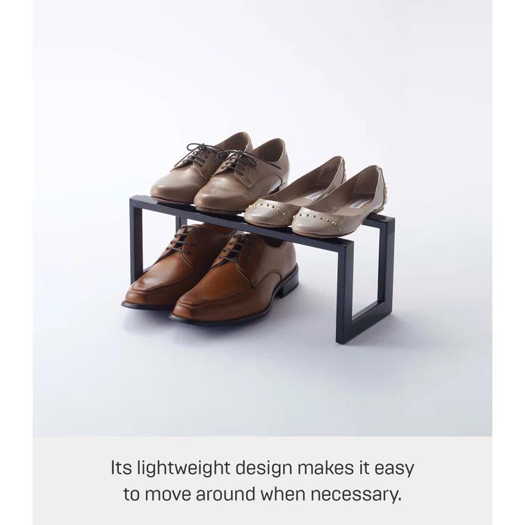 Yamazaki Home Adjustable Shoe Rack, Small, Steel,  Holds 4 to 8 shoes, Expandable, Stackable
