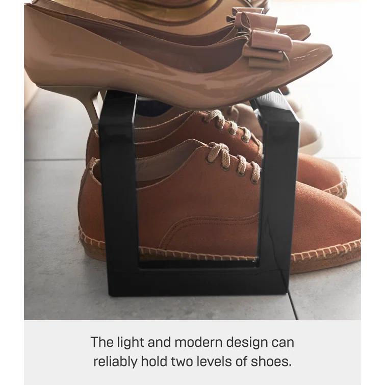 Yamazaki Home Adjustable Shoe Rack, Small, Steel,  Holds 4 to 8 shoes, Expandable, Stackable
