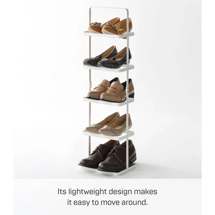 Yamazaki Home Steel Upright 5 Pair Shoe Rack with Handle