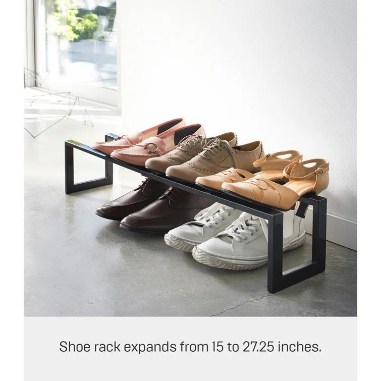 Yamazaki Home Adjustable Shoe Rack, Small, Steel,  Holds 4 to 8 shoes, Expandable, Stackable