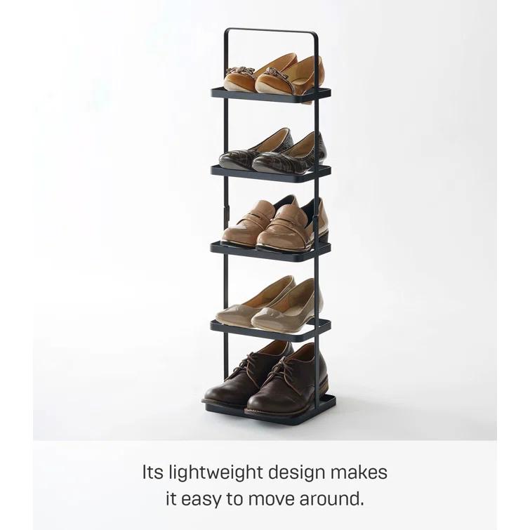 Yamazaki Home Steel Upright 5 Pair Shoe Rack with Handle