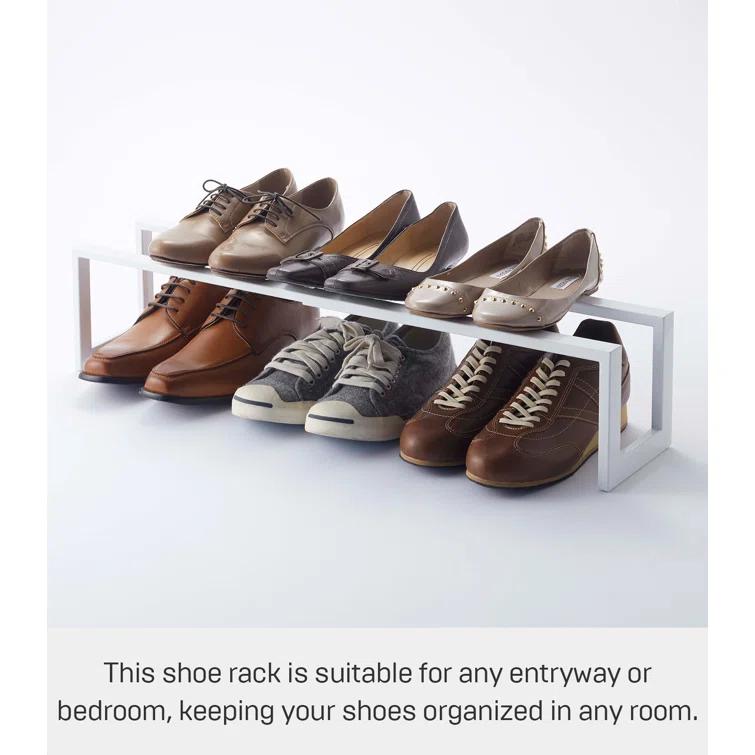 Yamazaki Home Adjustable Shoe Rack, Small, Steel,  Holds 4 to 8 shoes, Expandable, Stackable