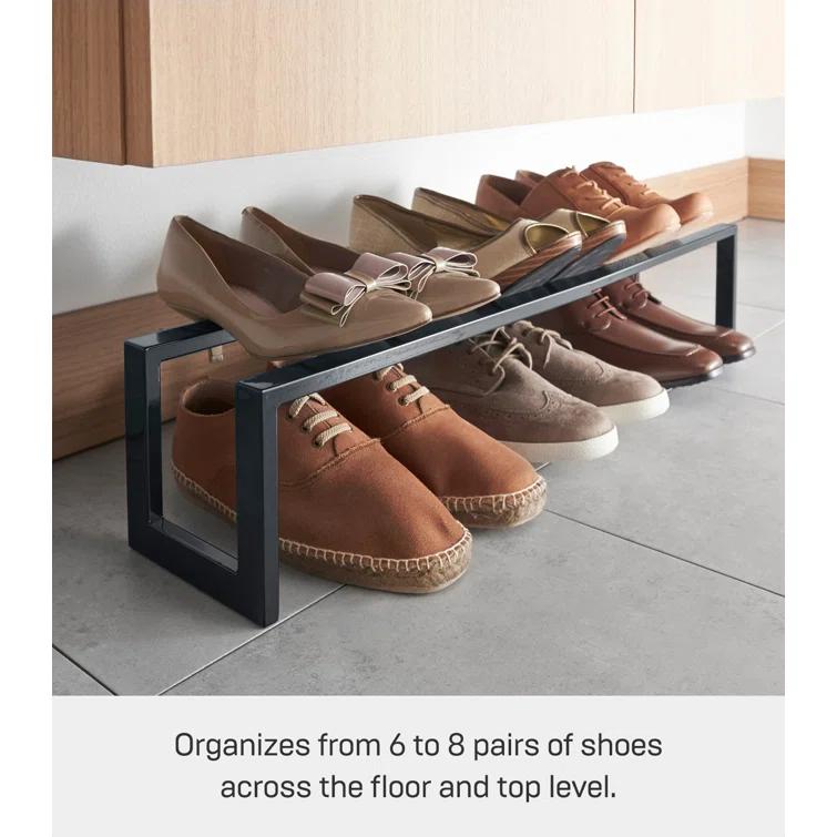 Yamazaki Home Adjustable Shoe Rack, Small, Steel,  Holds 4 to 8 shoes, Expandable, Stackable