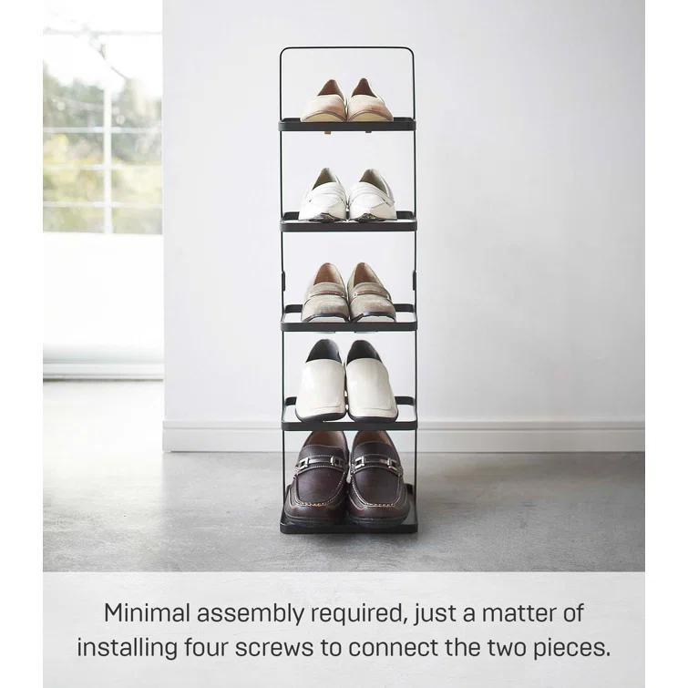 Yamazaki Home Steel Upright 5 Pair Shoe Rack with Handle