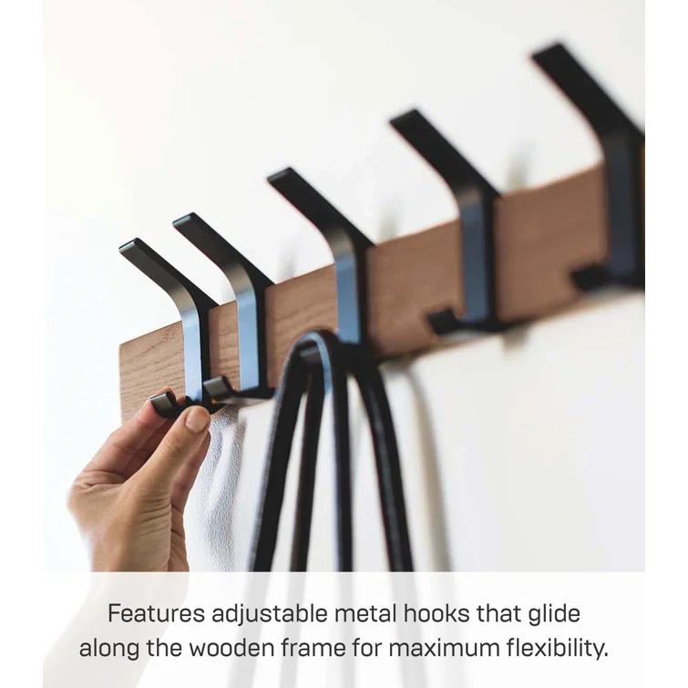 Yamazaki Home Wall-Mounted Coat Hanger, Steel + Wood