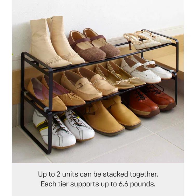 Yamazaki Home Adjustable Shoe Rack, Spacesaving Storage Solution, Steel, Expandable, Stackable