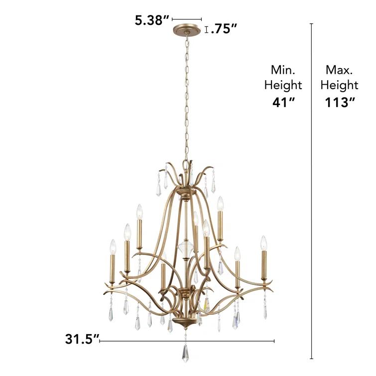 Vogan 9 - Light Dimmable Tiered Chandelier