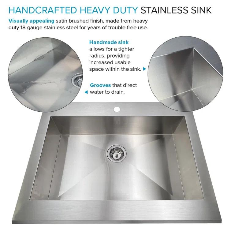 Transolid Outdoor Kitchen 24-in x 51-in Single Sink Cabinet, Folding Shelves, Stainless