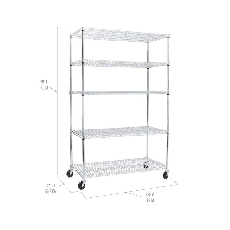 UltraDurable 24" D 5-Tier NSF-Certified Steel Shelving with Wheels