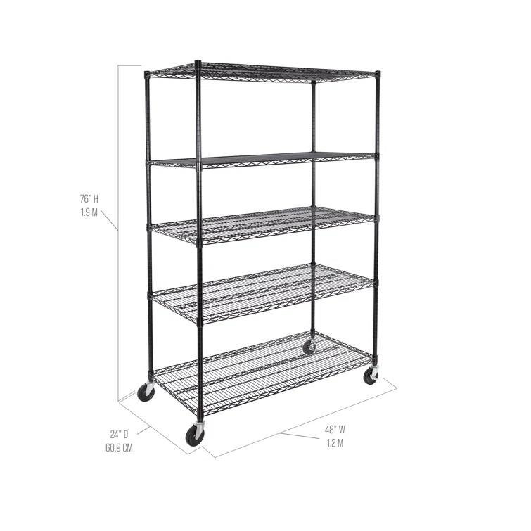 UltraDurable 24" D 5-Tier NSF-Certified Steel Shelving with Wheels