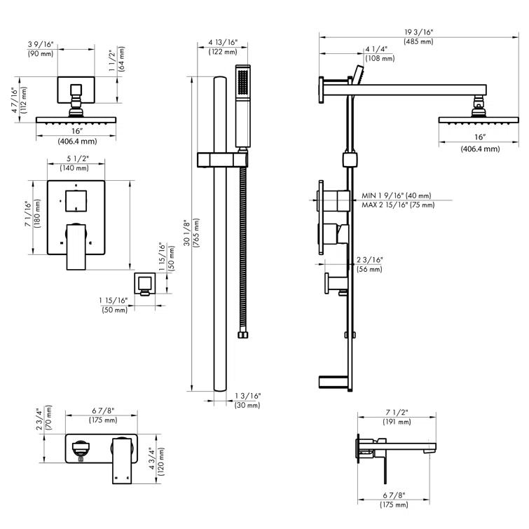 ZLINE ZLINE Bliss Shower System W/ 16 in. Oversized Shower Head in Brushed Nickel (BLS-SHS16-BN) BLS-SHS16-CH