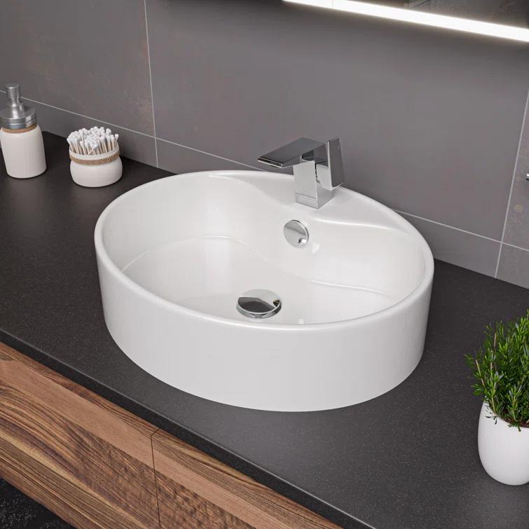 Alfi Brand 18.13'' White No Oval Bathroom Sink with Overflow