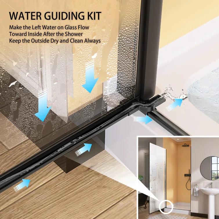 Pivot Shower Doors 36'' - 37.25'' W x 72'' H Door Frameless Pivot Shower Door with Tempered Glass