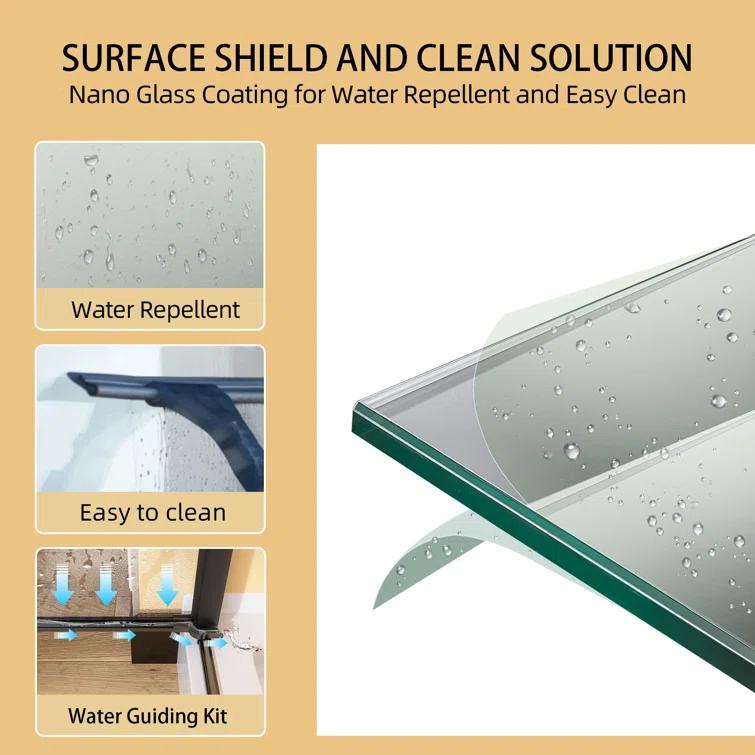 Pivot Shower Doors 36'' - 37.25'' W x 72'' H Door Frameless Pivot Shower Door with Tempered Glass