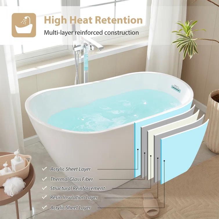 Cora 67" x 32" Freestanding Acrylic Bathtub