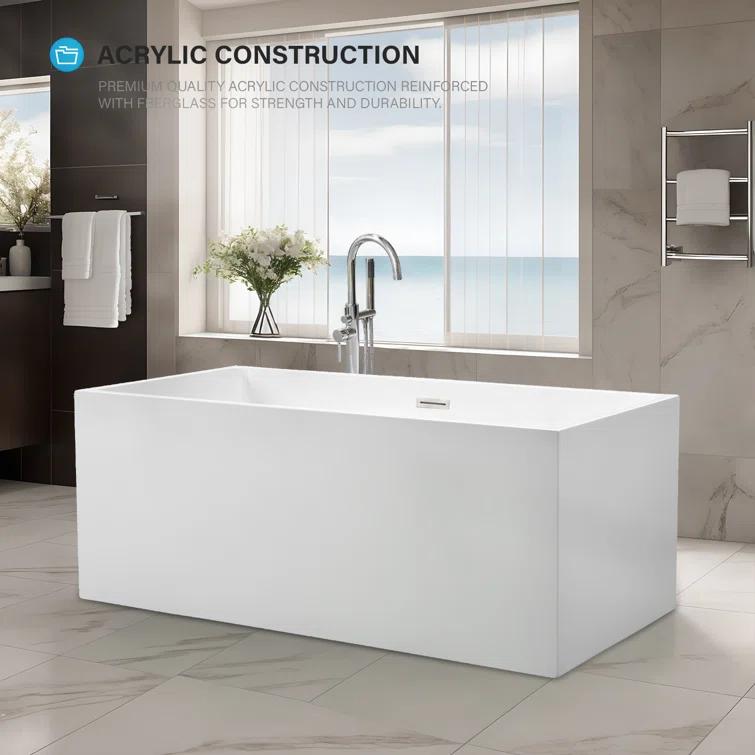67" x 32" Freestanding Soaking Acrylic Bathtub
