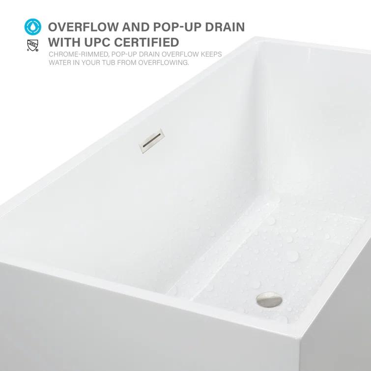 67" x 32" Freestanding Soaking Acrylic Bathtub